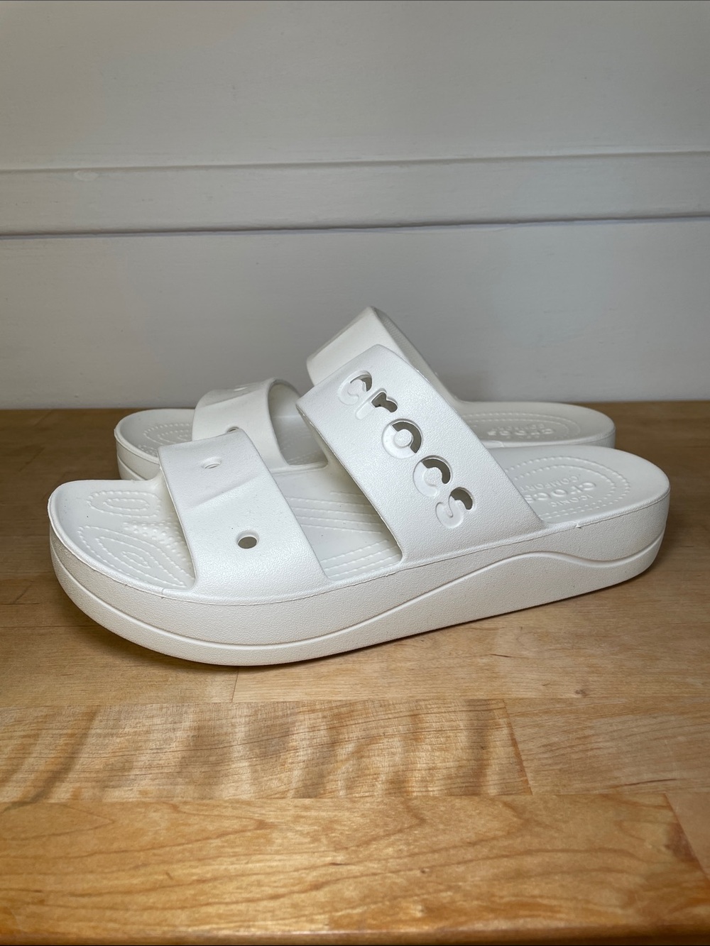 CROCS Classic White Double Strap Slide Sandals